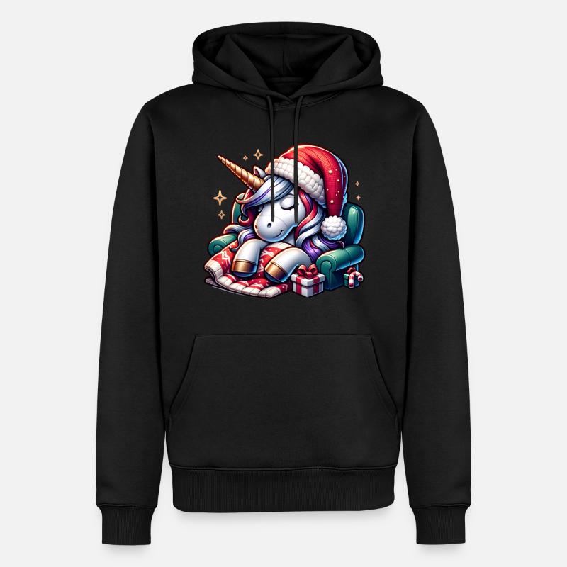 Weihnachts-Einhorn - Männer Premium Bio Hoodie - Schwarz