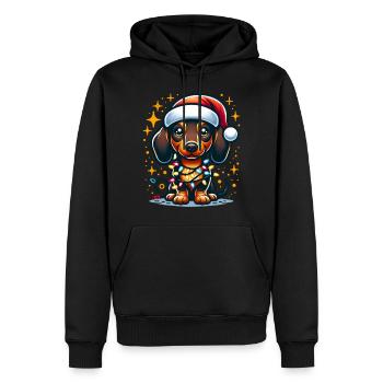 Weihnachts Teckel Noël laid Noël - Sweat à capuche Premium bio Homme - noir - Devant - Nico (187cm)