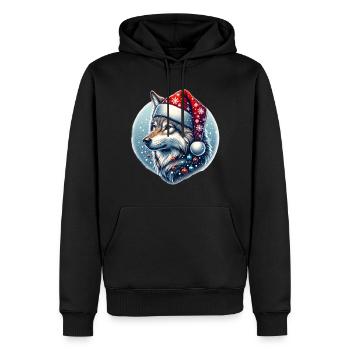 Weihnachts Wolf Weihnachtsmütze Schneebälle - Männer Premium Bio Hoodie - Schwarz - Vorne - Nico (187cm)