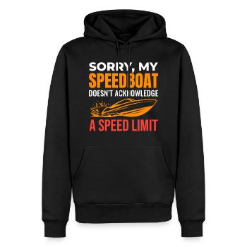 Speedboat Racing Humor für Bootsbegeisterte - Männer Premium Bio Hoodie - Schwarz - Vorne - Nico (187cm)
