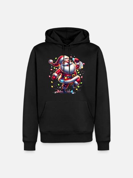 Weihnachtsmann Tanzt - Männer Premium Bio Hoodie - Schwarz
