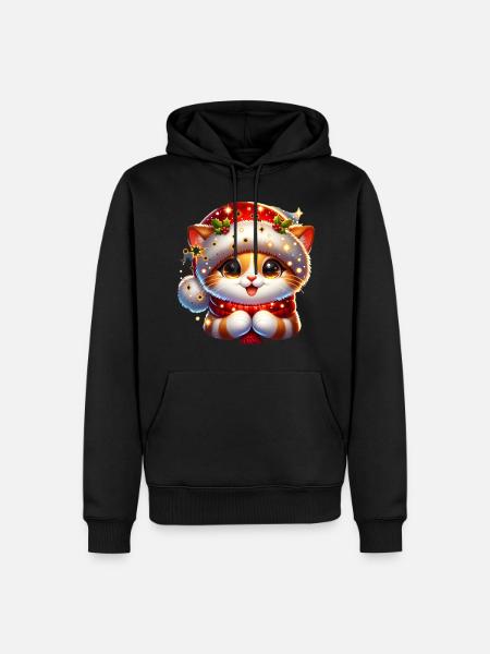 Chat Noël Noël - Sweat à capuche Premium bio Homme - noir