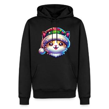 Süße Katze Christmas Xmas Weihnachten - Männer Premium Bio Hoodie - Schwarz - Vorne - Nico (187cm)