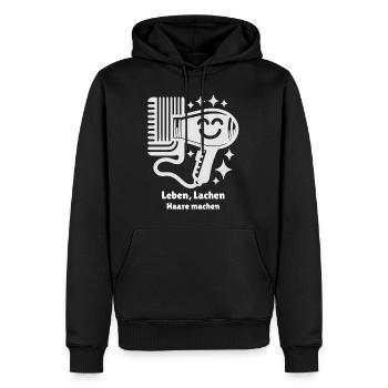 Leben Lachen Haare machen witziger Friseur Spruch - Männer Premium Bio Hoodie - Schwarz - Vorne - Nico (187cm)