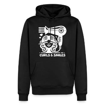 Friseurin Curls & Smiles Lustige Sprüche - Männer Premium Bio Hoodie - Schwarz - Vorne - Nico (187cm)