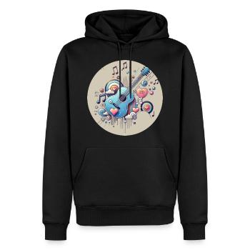 Harmonische Klänge der Verbundenheit - Gitarre - Männer Premium Bio Hoodie - Schwarz - Vorne - Nico (187cm)