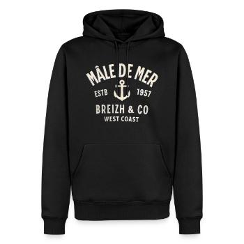 Mâle de Mer Breizh Co - Sweat à capuche Premium bio Homme - noir - Devant - Nico (187cm)
