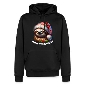 Witzig Frohe Weihnachten Faultier Christmas Xmas - Männer Premium Bio Hoodie - Schwarz - Vorne - Nico (187cm)