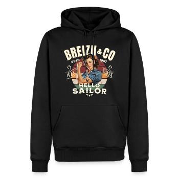Breizh Hallo Matrose - Männer Premium Bio Hoodie - Schwarz - Vorne - Nico (187cm)