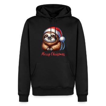 Merry Christmas Faultier Weihnachten Xmas - Männer Premium Bio Hoodie - Schwarz - Vorne - Nico (187cm)