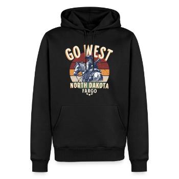 North Dakota Weiter nach Westen - Männer Premium Bio Hoodie - Schwarz - Vorne - Nico (187cm)