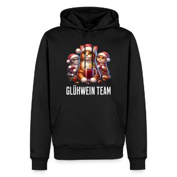 Glühwein Team Katze Katzen Weihnachten Winter - Männer Premium Bio Hoodie - Schwarz - Vorne - Nico (187cm)
