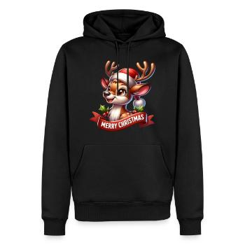 Joyeux Noël Renne Mignon Cadeau de Noël - Sweat à capuche Premium bio Homme - noir - Devant - Nico (187cm)