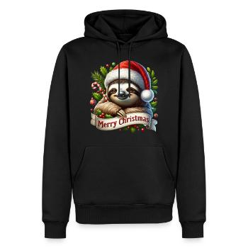 paresseux Joyeux Noël Décoration De Noël Tenue - Sweat à capuche Premium bio Homme - noir - Devant - Nico (187cm)