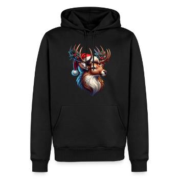 Hirschgeweih Weihnachtsmütze - Männer Premium Bio Hoodie - Schwarz - Vorne - Nico (187cm)
