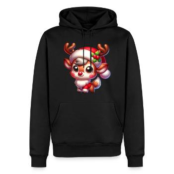 Noël Renne Cerf Bois Noël Doux - Sweat à capuche Premium bio Homme - noir - Devant - Nico (187cm)