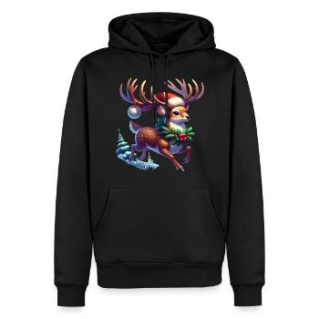 Weihnachts Rentier Geweih Xmas Comic - Männer Premium Bio Hoodie - Schwarz - Vorne - Nico (187cm)