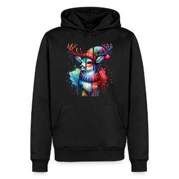 Noël Cerf Noël - Sweat à capuche Premium bio Homme - noir - Devant - Nico (187cm)
