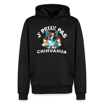 J peux pas j ai chihuahua - Sweat à capuche Premium bio Homme - noir - Devant - Nico (187cm)