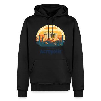 Acropole à Athènes au coucher du soleil - Sweat à capuche Premium bio Homme - noir - Devant - Nico (187cm)