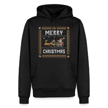 Merry Christmas Ugly Christmas Weihnachtsspruch - Männer Premium Bio Hoodie - Schwarz - Vorne - Nico (187cm)