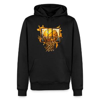 Goldener Basketball Korb - Männer Premium Bio Hoodie - Schwarz - Vorne - Nico (187cm)