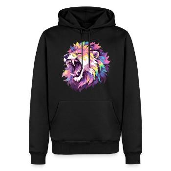 Rugissement d'un lion coloré style pop art - Sweat à capuche Premium bio Homme - noir - Devant - Nico (187cm)