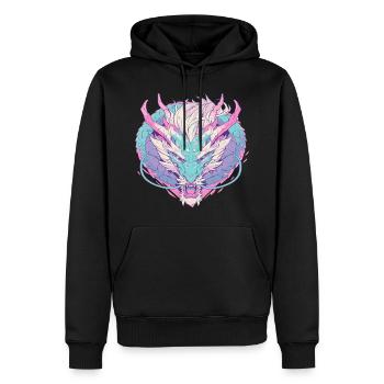Tête de dragon en style pop art couleurs pastel - Sweat à capuche Premium bio Homme - noir - Devant - Nico (187cm)