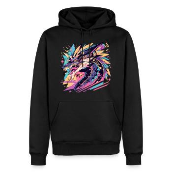 Bunte Illustration eines stilisierten Drachen - Männer Premium Bio Hoodie - Schwarz - Vorne - Nico (187cm)