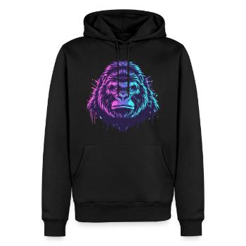 Knallbunter Gorilla - Männer Premium Bio Hoodie - Schwarz - Vorne - Nico (187cm)