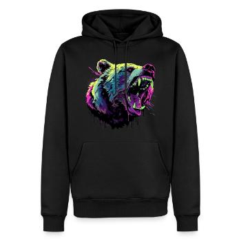 Tête d'ours furieux dans un style pop art vibrant - Sweat à capuche Premium bio Homme - noir - Devant - Nico (187cm)
