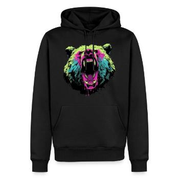 Wütender Bär im Pop-Art-Stil - Männer Premium Bio Hoodie - Schwarz - Vorne - Nico (187cm)