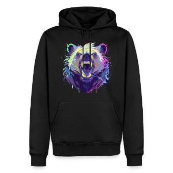Ours furieux aux couleurs vives - Sweat à capuche Premium bio Homme - noir - Devant - Nico (187cm)