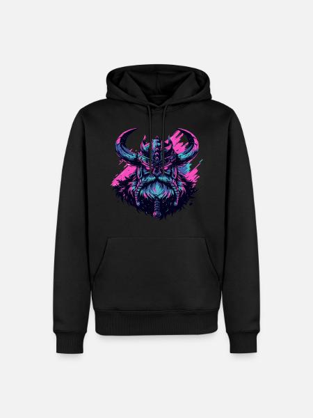 Wikingerkopf im Pop-Art-Stil - Männer Premium Bio Hoodie - Schwarz
