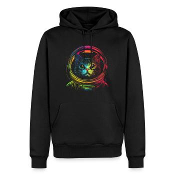 Lutige Astronaut Katze - Männer Premium Bio Hoodie - Schwarz - Vorne - Nico (187cm)