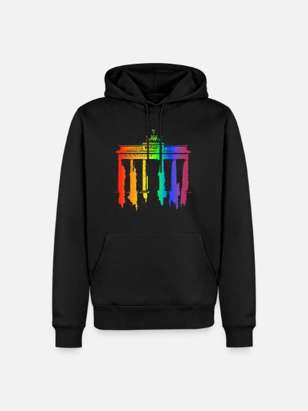 LGTBQ Berlino - Felpa con cappuccio ecologica premium da uomo - nero