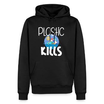 Plastic Kills Umwelt Recycling - Männer Premium Bio Hoodie - Schwarz - Vorne - Nico (187cm)