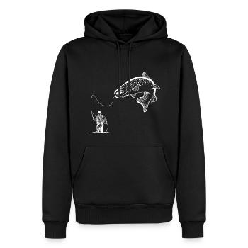 Pêcheurs à la ligne - Sweat à capuche Premium bio Homme - noir - Devant - Nico (187cm)