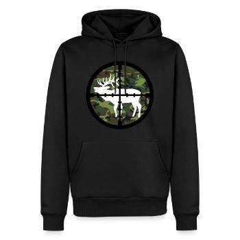 Hunter Hunting Moose - Men’s Premium Organic Hoodie - black - Front - Nico (187cm)