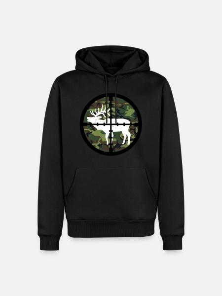 Hunter Hunting Moose - Men’s Premium Organic Hoodie - black