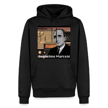 Patrimoine de l’Humanité - Guglielmo Marconi - Sweat à capuche Premium bio Homme - noir - Devant - Nico (187cm)