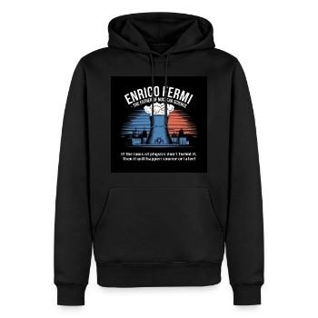 Patrimoine de l’humanité - Enrico Fermi - Sweat à capuche Premium bio Homme - noir - Devant - Nico (187cm)