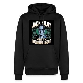 Patrimoine de l’humanité - Jack Kilby - Sweat à capuche Premium bio Homme - noir - Devant - Nico (187cm)