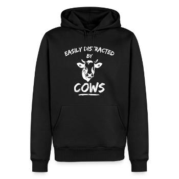 Cow Farm: Easily Distracted By Cows - Men’s Premium Organic Hoodie - black - Front - Nico (187cm)