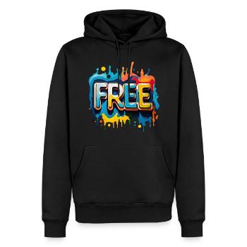 Freei, Free, Freedom - Men’s Premium Organic Hoodie - black - Front - Nico (187cm)