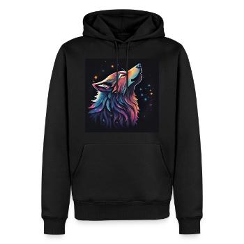 Galaxie-Wolf - Männer Premium Bio Hoodie - Schwarz - Vorne - Nico (187cm)