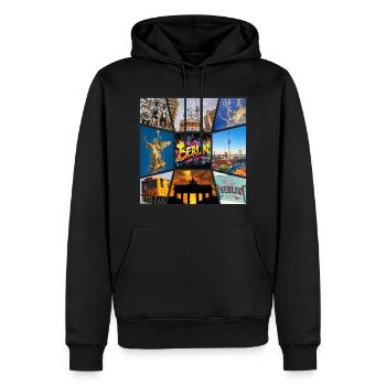 Berlin Skyline City Germany Collage Graffiti - Men’s Premium Organic Hoodie - black - Front - Nico (187cm)