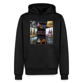 Köln Skyline Stadt Deutschland Collage Graffiti - Männer Premium Bio Hoodie - Schwarz - Vorne - Nico (187cm)