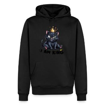 Royal Cat with a Menacing Face - Men’s Premium Organic Hoodie - black - Front - Nico (187cm)