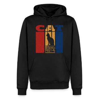 Chat Sur Livres Design Rétro - Sweat à capuche Premium bio Homme - noir - Devant - Nico (187cm)